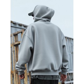 Men'S Oversized Hooded Sweatshirt with Paris Graphic Print & Kangaroo Pocket - Casual Streetwear Pullover, Drawstring Hood, Soft Comfortable Fabric, Round Neck Long Sleeve for Daily Wear, Outdoor Activities & Sports Style - Grey with Orange Lettering (No Belt, Regular Fit), Sudadera De Hombre, Hoodie For Men, Men Hoodie