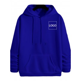 Men's Custom Photo/Text Hooded Sweatshirt - Personalized Logo & Photo Printing, Casual Loose Fit Pullover with Your Own Design, Machine Washable for Casual Attire, Events, Team Uniforms & Promotional Branding