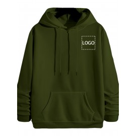 Men's Custom Photo/Text Hooded Sweatshirt - Personalized Logo & Photo Printing, Casual Loose Fit Pullover with Your Own Design, Machine Washable for Casual Attire, Events, Team Uniforms & Promotional Branding
