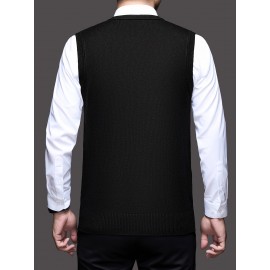 Men'S Solid Color Sleeveless Vest - Classic V-Neck, Regular Fit, Spring/Fall Essential for Casual & Formal Outfits, Versatile Layering Piece, Casual Attire, |classic Vest|sleeveless Design, Men Vest