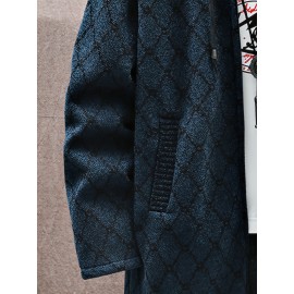 Autumn and winter Men's casual mid to long length jacket with hooded and plush thick warm jacket, fashionable and versatile top, Seasonal Fashion, Winter Outerwear, Long Coat, Stylish Outerwear, Warm Fabric, Men's Hoodie, Outerwear Essential, Men's