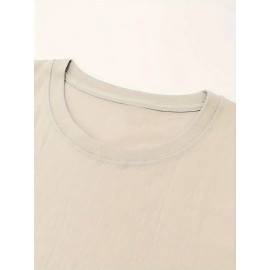 Men's Black 100% Cotton Short Sleeve T-Shirt - Loose Fit Summer Casual Crew Neck Tee with Breathable Fabric, Classic Round Neck & Relaxed Style for Casual Attire, Machine Washable Top