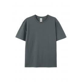 Men's Black 100% Cotton Short Sleeve T-Shirt - Loose Fit Summer Casual Crew Neck Tee with Breathable Fabric, Classic Round Neck & Relaxed Style for Casual Attire, Machine Washable Top