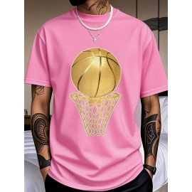 Men's Black 100% Cotton Short Sleeve T-Shirt - Loose Fit Summer Casual Crew Neck Tee with Breathable Fabric, Classic Round Neck & Relaxed Style for Casual Attire, Machine Washable Top