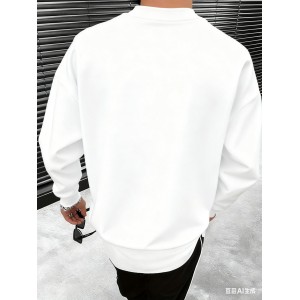 Men's longsleeved Tshirt with 2D printed designs, featuring letter slogans and geometric patterns. Available in 4 colors. Ideal for Men's holiday occasions and Christmas., Christmas Attire, Casual Wear, Letter Print, Graphic Tee, Quality Stitching