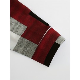 Men's Long Sleeve Dress Shirt with Collar & Button Front - Geometric Pattern Button- Shirt, Machine Washable Spring/Fall Casual & Smart-Casual Blouse for Office, Wedding, Events - Classic Buttoned-Up Style (Regular Fit)