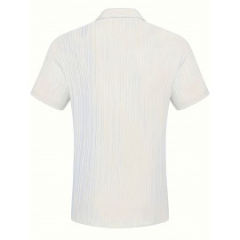 [Casual Shirt] Classic Men's Short Sleeve Shirt | Casual Button-Up, Solid Color Non-Stretch Fabric, Machine Washable, All-Season Versatile Wear for Office & Social Events
