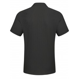 [Casual Shirt] Classic Men's Short Sleeve Shirt | Casual Button-Up, Solid Color Non-Stretch Fabric, Machine Washable, All-Season Versatile Wear for Office & Social Events