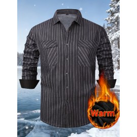 Men's Winter Warm Fleece-Lined Flannel Shirt - Thick Multi-Pocket Plaid Button- Collar Shirt, Wrinkle-Resistant Casual Office & Outdoor Wear, Cozy Long Sleeve for home (Hand Washable) - Regular Fit Fall/ Winter Clothing
