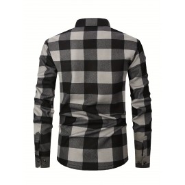 Men's Winter Warm Fleece-Lined Flannel Shirt - Thick Multi-Pocket Plaid Button- Collar Shirt, Wrinkle-Resistant Casual Office & Outdoor Wear, Cozy Long Sleeve for home (Hand Washable) - Regular Fit Fall/ Winter Clothing