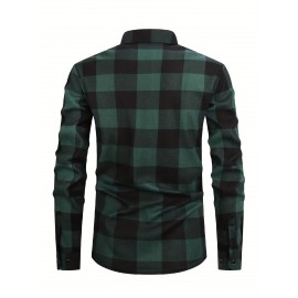 Men's Winter Warm Fleece-Lined Flannel Shirt - Thick Multi-Pocket Plaid Button- Collar Shirt, Wrinkle-Resistant Casual Office & Outdoor Wear, Cozy Long Sleeve for home (Hand Washable) - Regular Fit Fall/ Winter Clothing