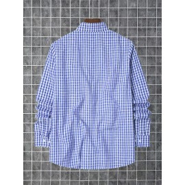 Elson OBM Men's Classic Plaid Button-Up Shirt - Long Sleeve Formal and Casual Top, Non-Stretch Fabric, Front Button Closure, Turn-Down Collar, Office, Wedding, Party Attire - Ideal Gift for Men, Office Wear, Fashion Design, Durable Construction