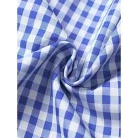 Elson OBM Men's Classic Plaid Button-Up Shirt - Long Sleeve Formal and Casual Top, Non-Stretch Fabric, Front Button Closure, Turn-Down Collar, Office, Wedding, Party Attire - Ideal Gift for Men, Office Wear, Fashion Design, Durable Construction