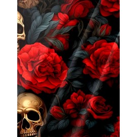 Men'S Plus Size Gothic Rock Music Shirt - Hawaiian Button-Up Blouse with Skull & Rose Print, Black & Red Vintage Style Formal & Halloween Party Outfit - Lightweight Summer Shirt for Concerts, Themed Events - Adult Men'S Clothing, Style Clothe For Men, Men Short Sleeve Shirt, Hawaiian Shirt For Men, Summer Shirt For Men, Hawaiian Shirt Men, Men Hawaiian Shirt, Men Dress Shirt, Men Shirt, Men Clothe