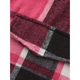 [Vintage Plaid Shirt] Vintage Plaid Shirt for Men | Single-Breasted, Loose Fit, Long Sleeve Casual Top | Black & White Checkered Pattern, Button-Up Front, Nonelastic Fabric | Perfect for Fall/Winter Outings & Casual Wear