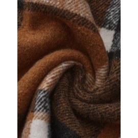 [Vintage Plaid Shirt] Vintage Plaid Shirt for Men | Single-Breasted, Loose Fit, Long Sleeve Casual Top | Black & White Checkered Pattern, Button-Up Front, Nonelastic Fabric | Perfect for Fall/Winter Outings & Casual Wear