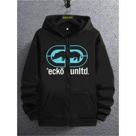 Fashionable Casual Men's Long Sleeve -Lined Zip-Up Jacket - Fresh and Fun Pattern Design, Lightweight and Comfortable, Suitable for Various Occasions, Breathable Material, Easy to Match, Adds a Pop of Color to Your Daily Look, Perfect for Casual