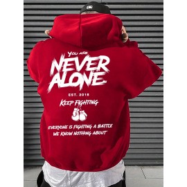 Men's Motivational Hoodie, Red Comfortable Streetwear Sweatshirt, 