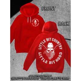 Men's Heavyweight Hoodie - 310g Blend Pullover Hooded Sweatshirt, Country Graphic Back Print, Machine Washable Streetwear for Fall Winter Spring - Black Hoodie for Men, Casual Wear, Statement Sweatshirt, Cozy Material, Long Sleeve Top, Casual Dressers