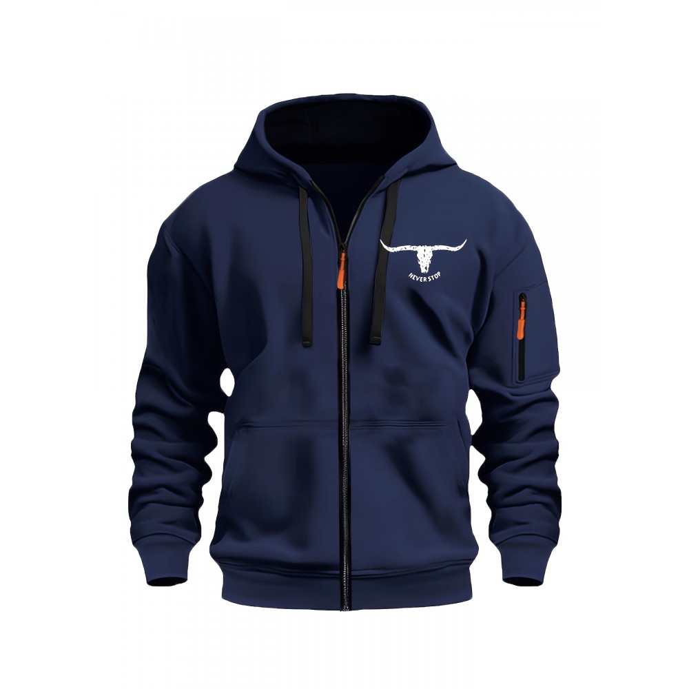 [Men's Zip-Up Hoodie Jacket] Men's Zip-Up Hoodie Jacket with Full-Zip Closure - Dark Grey/Black Athletic Outerwear, Arm Pockets - Lightweight Gym, Casual & Everyday Coat for Workouts, Outings - Spring/Fall Layering Essential, Workout Clothing, Sporty Design, Comfortable Fit, Zipfront Sweatshirt, Fitness Enthusiasts