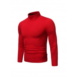 Men'S Japanese-Inspired Turtleneck Sweater - Soft Warm Loose-Fit Pullover with High Neck & Long Sleeves, Solid Color Casual Winter Sweater for Fall/Winter, Versatile Layering Essential in Grey & More Neutral Tones - Easy-Care Knit Fabric