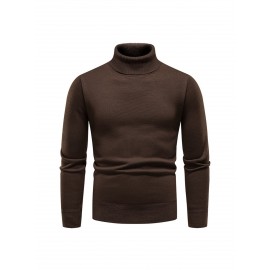 Men'S Japanese-Inspired Turtleneck Sweater - Soft Warm Loose-Fit Pullover with High Neck & Long Sleeves, Solid Color Casual Winter Sweater for Fall/Winter, Versatile Layering Essential in Grey & More Neutral Tones - Easy-Care Knit Fabric